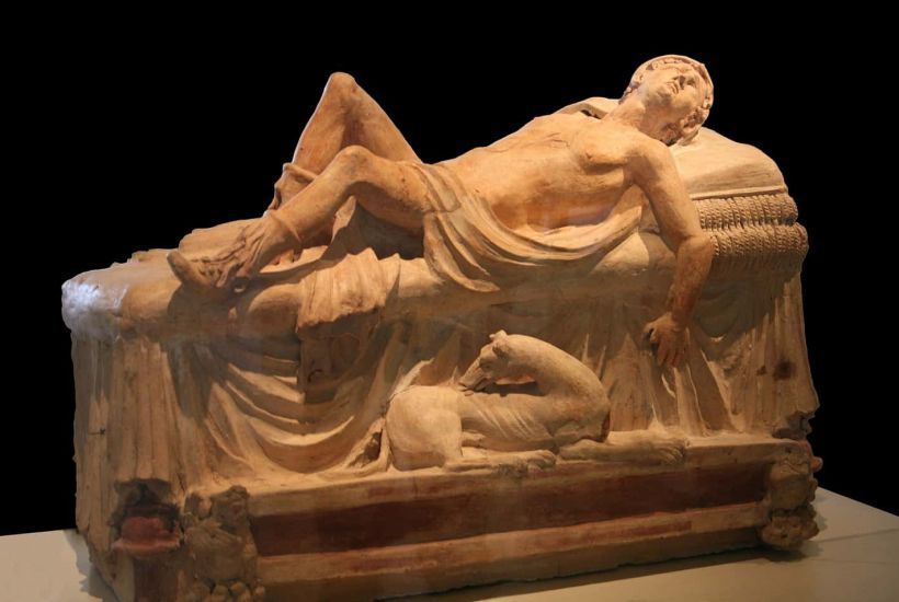 Pittore della phiale di Boston, Hermes affida Dioniso a Sileno e alle Ninfe, sul retro tre Muse. 440-435 a.C. 